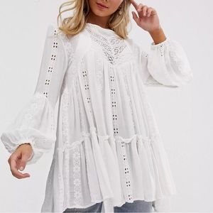 Free People white Lace tunic
